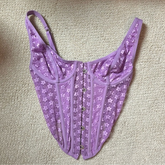 Urban outfitters floral corset top purple - Picture 2 of 4